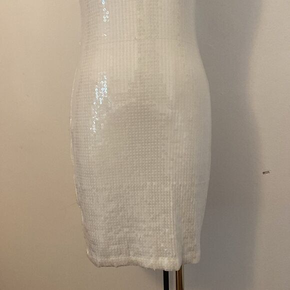 Robert Rodriguez White Sequin Stretch Bodycon Mini Dress Size Small - Picture 4 of 15